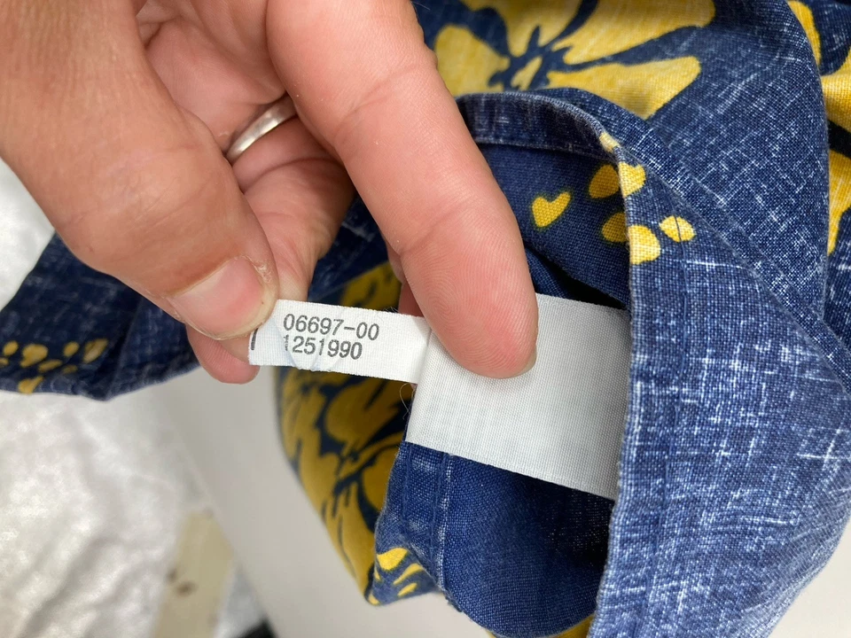 Camisa Reyn Spooner 50th State Flower Hawaiana Abotonada Para Hombres Grande Azul Amarillo Foto 4 de 4