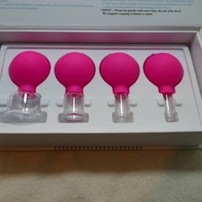CFHBF Set 4 Cups Cupping Set Full Body Facial Massage Vacuum Glass Cups Pink