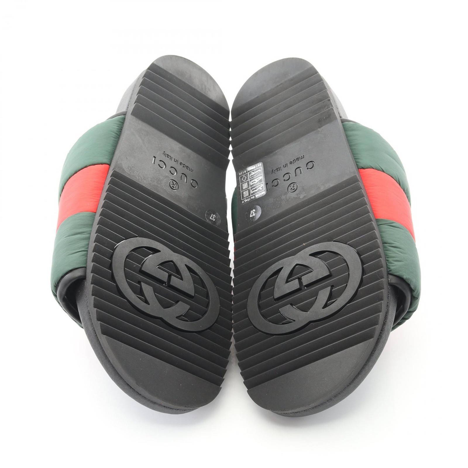 GUCCI Sherry line padded sandals shoes nylon ladies green/red 700320 thumbnail 4