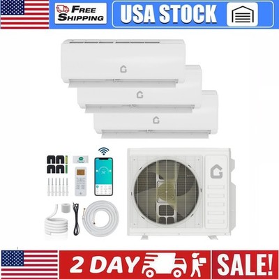 3 Zone Mini Split 35000BTU Air Conditioner & Heater 12K+18K+18K 16Ft Copper Line