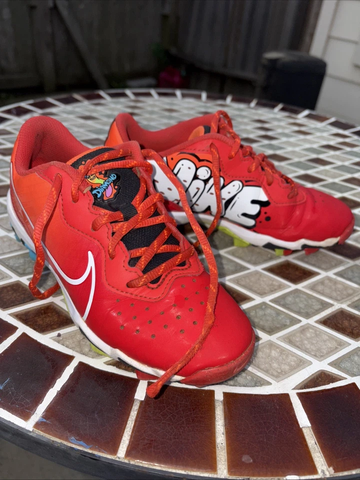 Nike Kids Alpha Huarache 4 Keystone Red & White Baseball Cleats Size 3.5y - Image 2 of 4