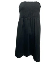 Ocean Pacific OP Long Tube Top Juniors Size XL Black Strapless Smocked Y2K