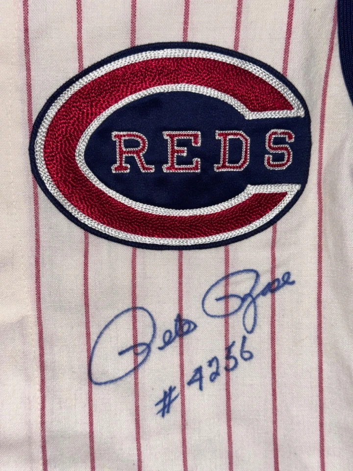Pete Rose "Hit King #4256" Signed Authentic Original Mitchell & Ness Jersey PSA - Image 2 of 4