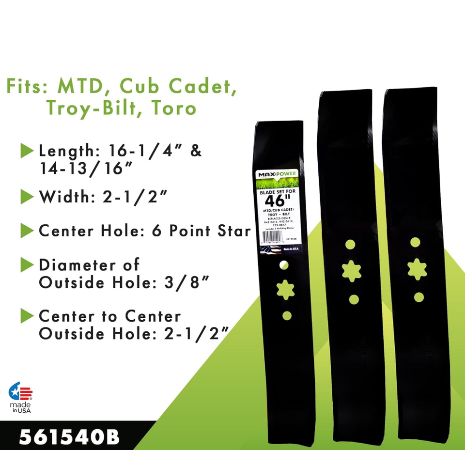 Pack De 2 Juegos De Cuchillas Para Cortadora De Césped Cub Cadet LT1045 Y LT1046 - Modelo I1046, Marca Rotary