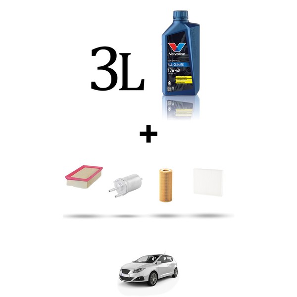 Hoffcar Set Service 4 Filter Und 3L ÖL FüR Seat Ibiza Iii 1.2 12V 51Kw Von 200-image