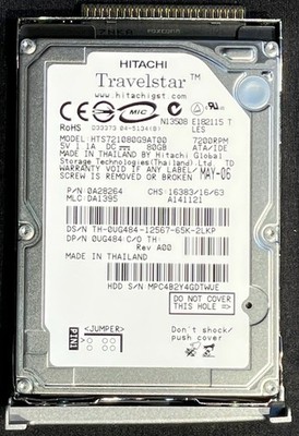 Hitachi Travelstar 80GB 7200RPM 2.5'' IDE HDD / HTS721080G9AT00 / UG484 / YH413