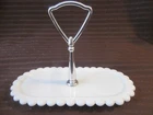 Vintage FENTON Milk Glass Oval Tray w/Handle~Fits Cruets~Creamer Sugar~Shakers
