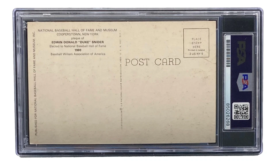 Duke Snider Signed 4x6 Brooklyn Dodgers HOF Plaque Card PSA/DNA 85026268 - Image 2 of 4