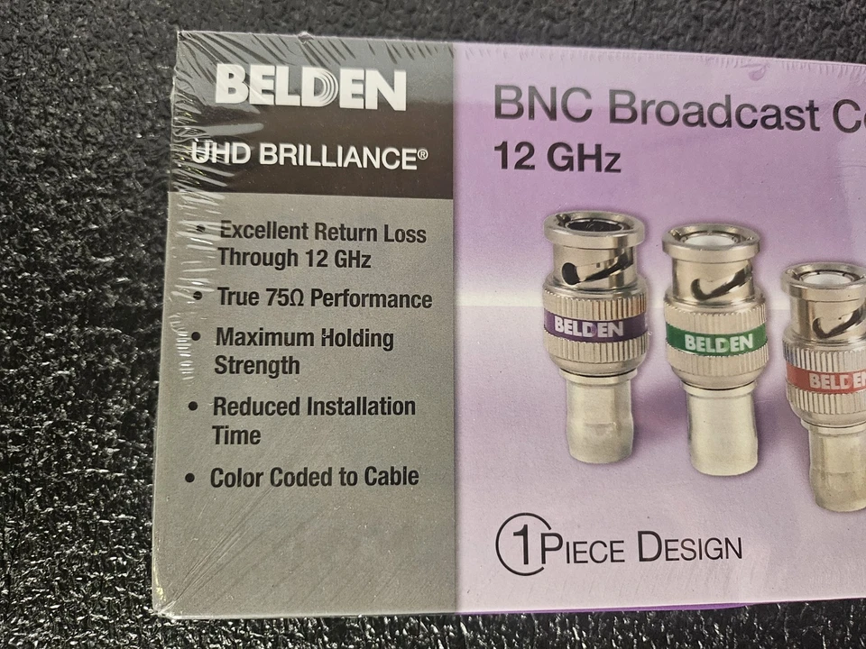 Belden 50pack BNC (1-Piece Design) Ultra HD Broadcast Connectors - 12GHz - NEW - Image 2 of 4