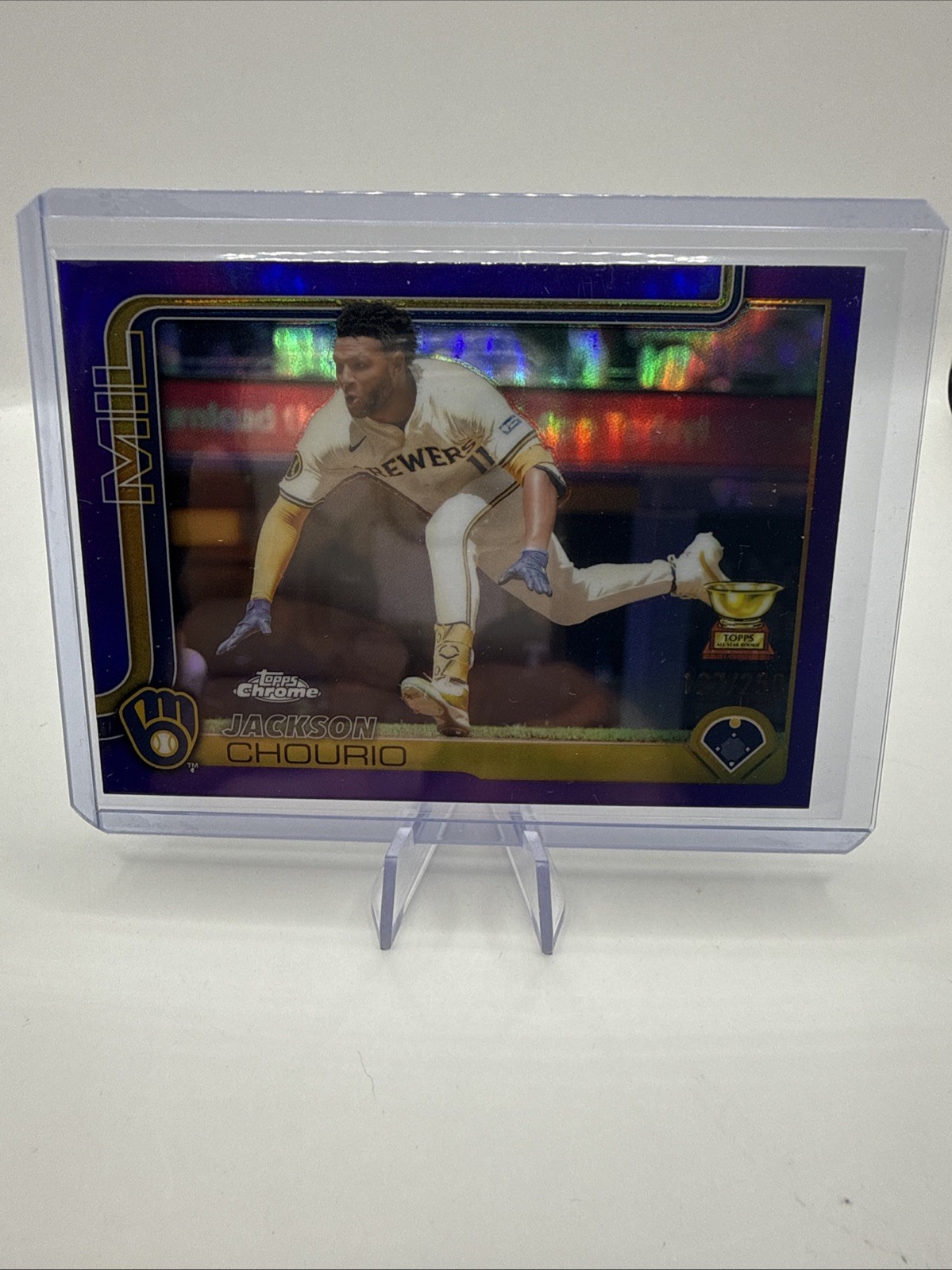 2025 Topps Chrome - Jackson Chourio #262 Purple Refractor /250 Rookie Cup