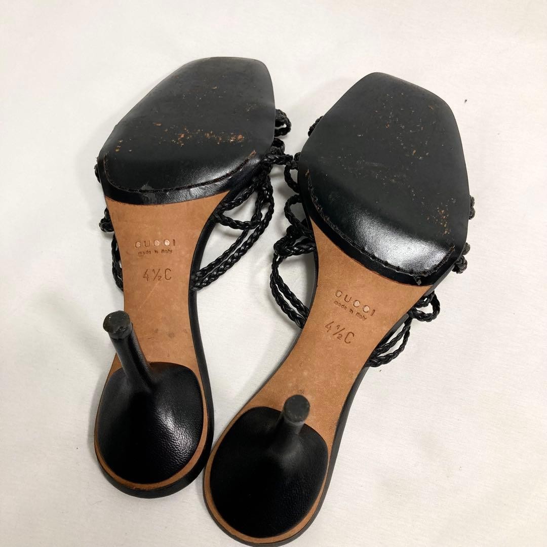 GUCCI Mules Sandals Heel Leather Black EU34.5/US4.5 116117c thumbnail 8
