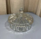 Vintage Anchor Hocking Old Cafe Glass Candy Dish With Lid Clear 7 inch Diameter