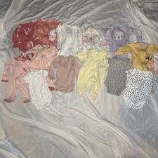 Baby Girl Spring Clothes Lot 0-3 Months 13 Pc Sleepers Bodysuits Carter  s