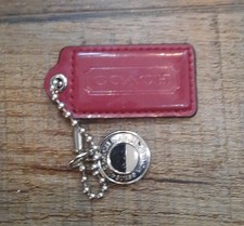 COACH Purse Hangtag  Charm - Burgandy Patent Leather, Silver Metal Charm