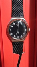 NEW Swatch Irony RED WHEEL Steel Black Silicone Number Dial Men's Watch YWS417