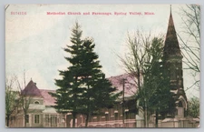 Postcard Vintage the Methodist Church and Parsonage in Spring Valley, MN.