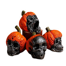 TETSMG Decorazione di Halloween Teschio Spaventoso 4 Pezzi Resina