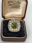 Vintage 1990-s 925 Sterling Silver Massive Green Peridot Ring Size US 7 UK O