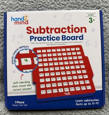 hand2mind Subtraction Practice Board Self-Checking Math Toy Ages 3+ Item 93486