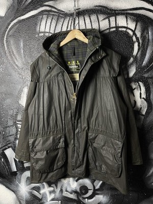 Barbour Durham Wax Jacket A5 Lined Made in England Olive Hooded Tartan C38 Men s
