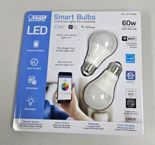 2 Feit Electric 60W Smart WiFi LED Color Changing Dimmable Light Bulb NEW Bulbs