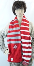 Forever Collectibles Ohio State logo red/white/gray stripe one pom pom Scarf,O/S
