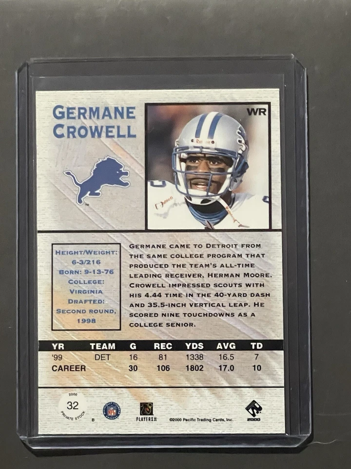 2000 Pacific Private Stock - #32 Germane Crowell - Image 2 of 2