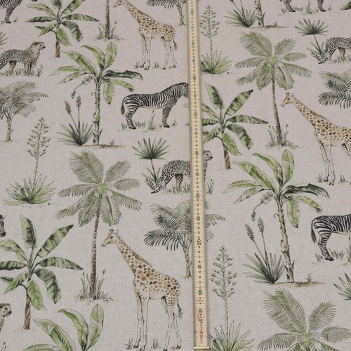 Safari Linen 140cm Fabric Cotton Jungle Animal Zoo Curtains Blinds Upholstery - Picture 4 of 6