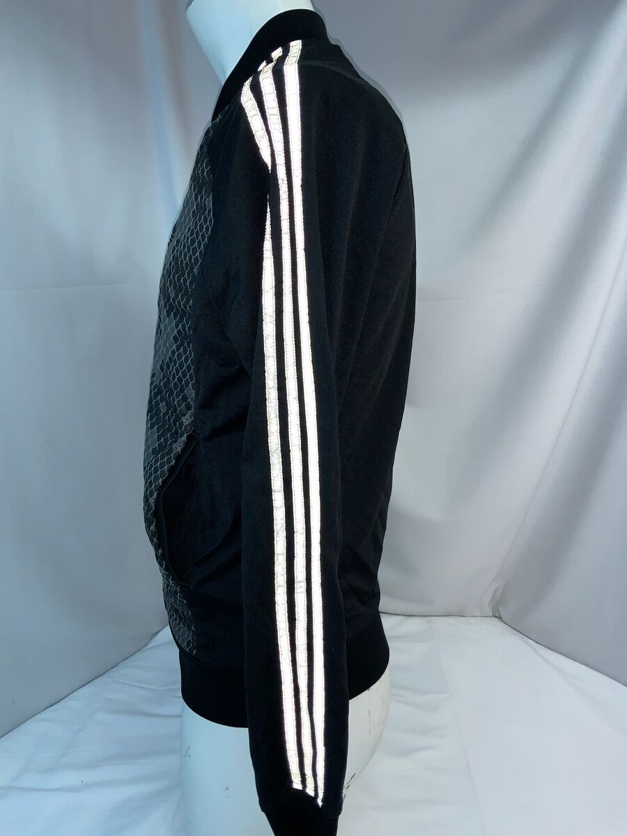 Adidas Track Jacket S Men Black Snake Print Poly Full Zip Adidas Track Jacket S Men Black Snake Print Poly Full Zip