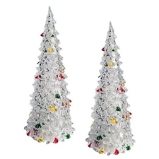 Lighted Color Changing Christmas Trees - Set of2 - LED Xmas Table Top Tree Ac...