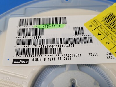 (50 PCS) GRM155B11A104KA MLCC CAP 0.1uF 10V 10% 0402 X7R ROHS