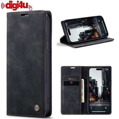 Leder Flip Wallet Case für iPhone 14 / Pro Max / Plus Magnet Cover Ständer