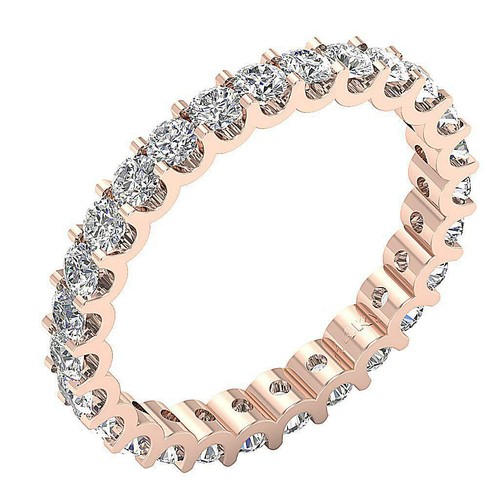 Natural Diamond Eternity Anniversary Ring Prong Set I1 G 1.90 Ct 14K White Gold - Picture 5 of 8