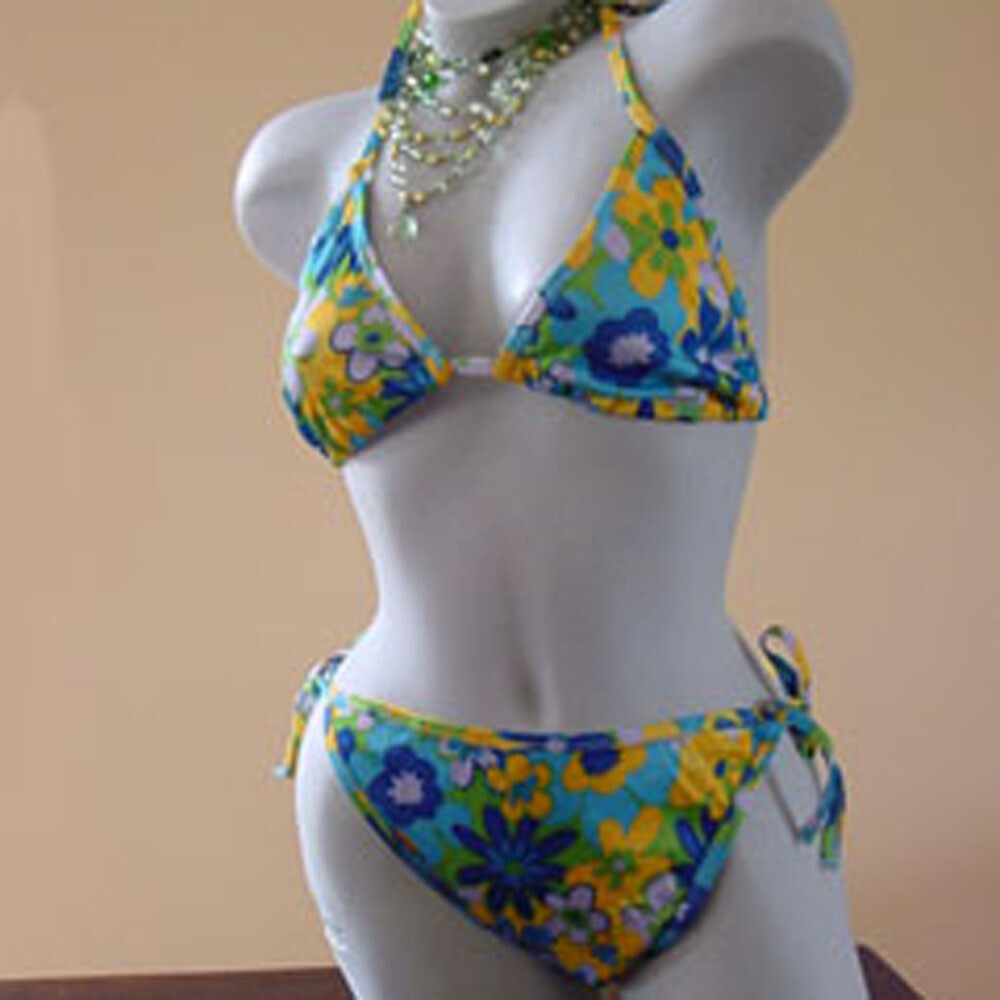 Bikini Neckholder Triangel Sencillo Uni O Colorido con Patrón Sexy Talla S-M /