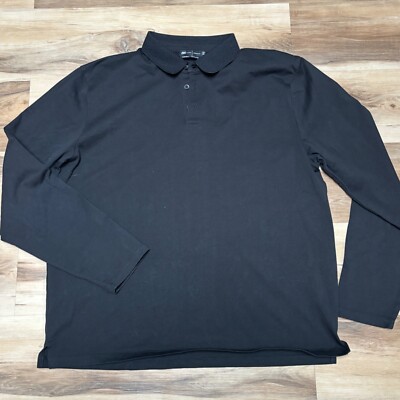 Le 31 Par Simons Polo Shirt Mens XXL Black Long Sleeve Vision Organic  Cotton