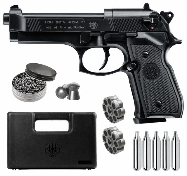 Beretta 92fs Black Air Pellet Gun With Co2 Tanks And Lead Pellets Bundle For Sale Online Ebay