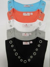 Quacker Factory Gem Stones Long Sleeve Tunic Jersey Shirt XXS-3X CHOOSE COLOR SZ