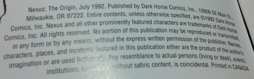 Cómics de Dark Horse Nexus: The Origin de julio de 1992 casi nuevo/en muy buen estado - Imagen 4 de 4