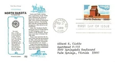 1989 FDC - North Dakota Centennial - Aristocrat Cachet - Bismarck, ND - F24998