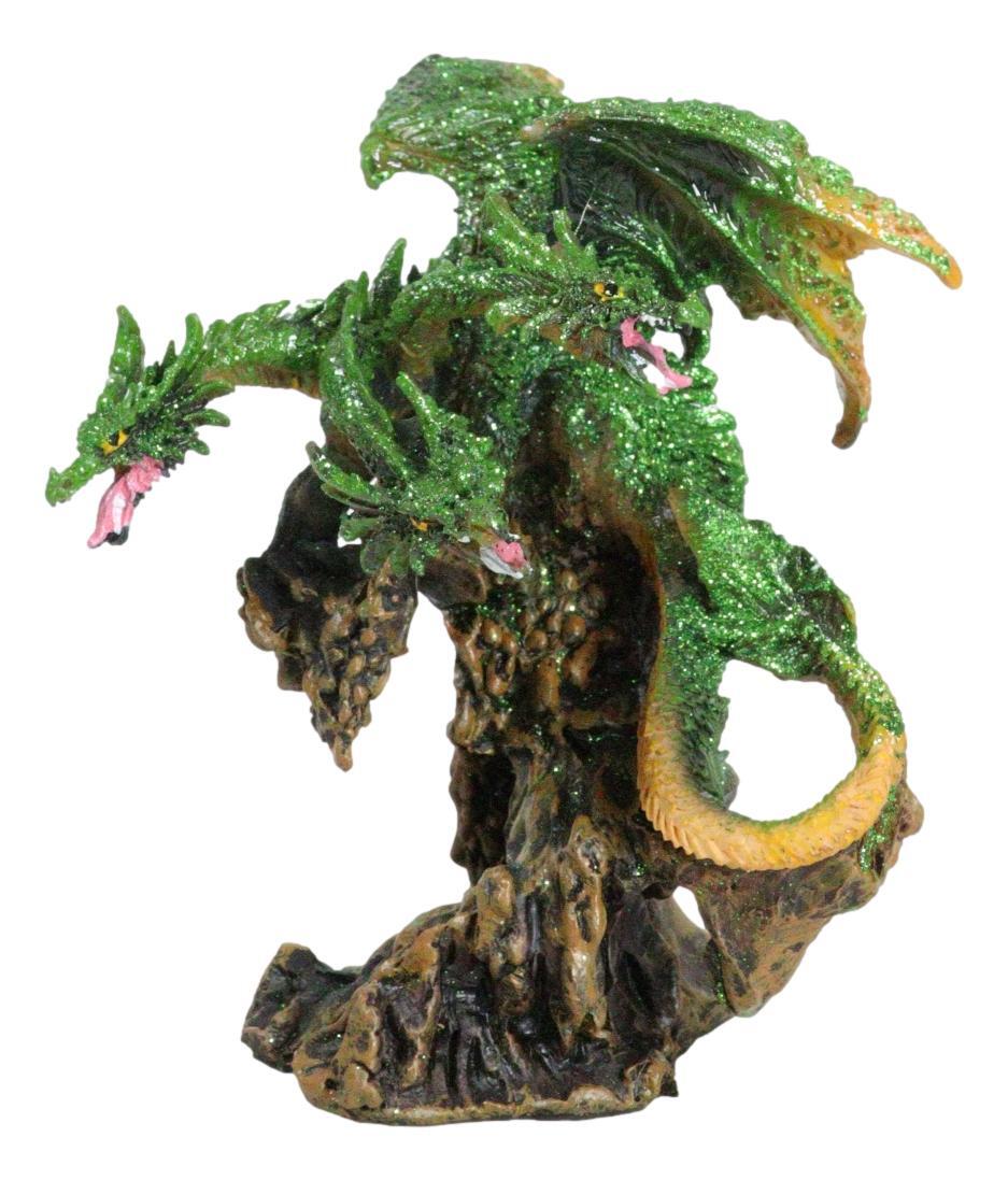Fantasy Three Headed Green Dragon Hydra Perching On Ancient Tree
