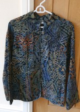 Chico's Women's Embroidered Denim Jacket With Sequins, Multi-coloured - Size 1