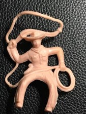 Tim-Mee Mounted Cowboy with Lasso. Flesh Colored Plastic. 70mm Scale
