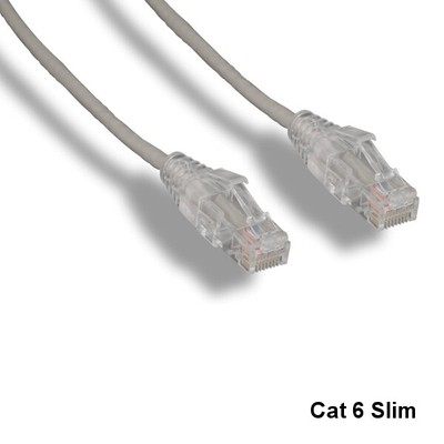 Kentek Gray 7' Slim Cat6 UTP Ethernet Cable 550MHz RJ45 Routers Patch Panels