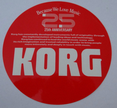 Werbe-Aufkleber KORG 25th Anniversary 12 cm 25 Jahre M1 Synthesizer Keyboard