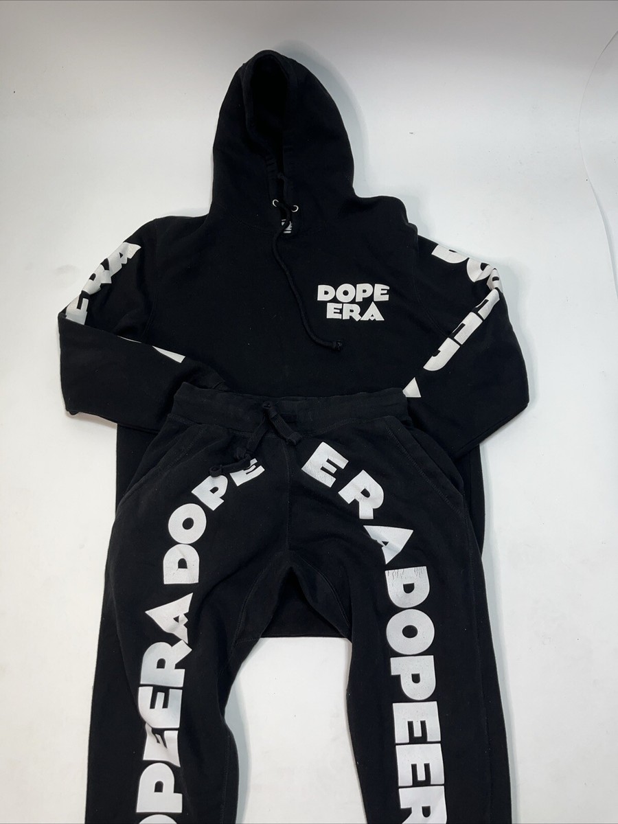 DOPE ERA men's hoodie sweatpant set size Medium Black cotton