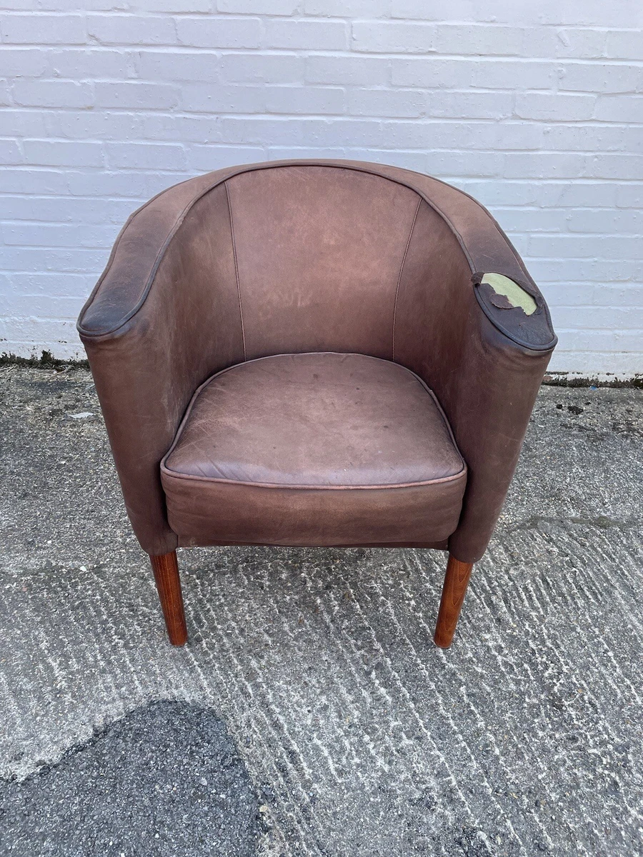 PROJECT Heals Tub Chair Brown Leather 790mm x 675mm x 700mm eBay