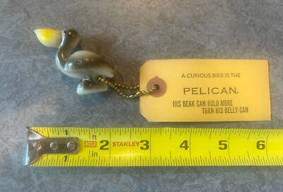 Pelican Key Chain Celluloid with Mailing Label Card - Excellent Condition!