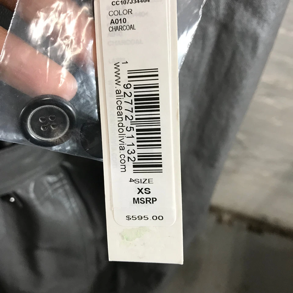 Chaqueta Alice + Olivia Mujer Extra Pequeña Gabardina Gris Vestido Chaqueta Cinturón Foto 4 de 4