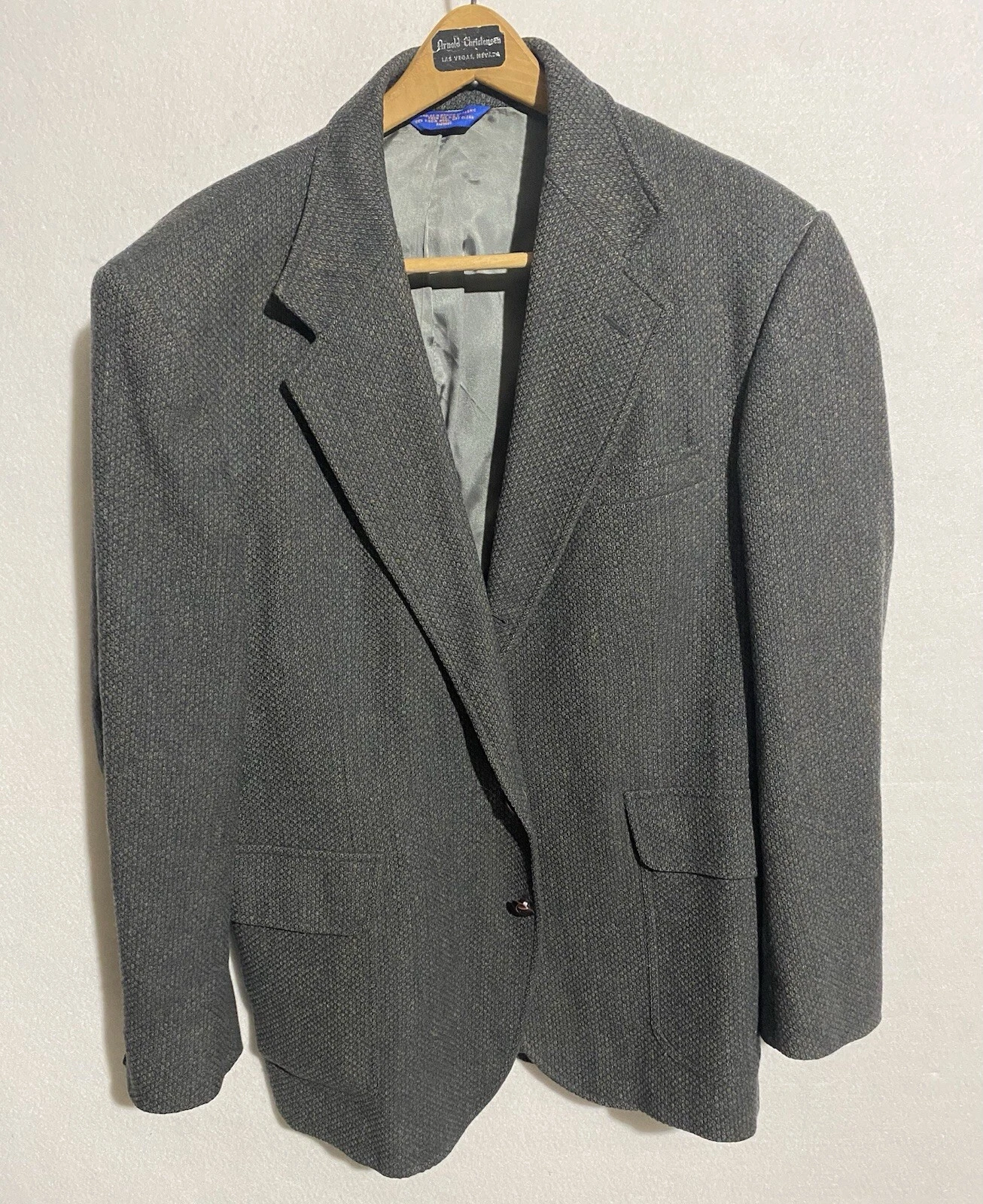 VTG Pendleton Virgin Wool Tweed Salt & Pepper Blazer Men 42 Old Money Heritage
