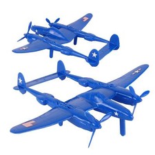 TimMee Processed Plastic WW2 P-38 Lightning Blue Fighter Plane Tim Mee Aircraft